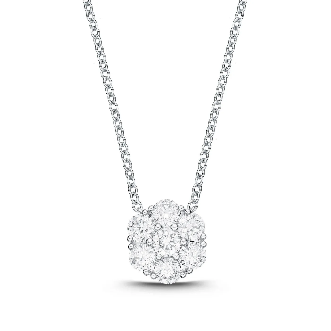 Memoire 18k White Gold Floral Diamond Bouquet Necklace