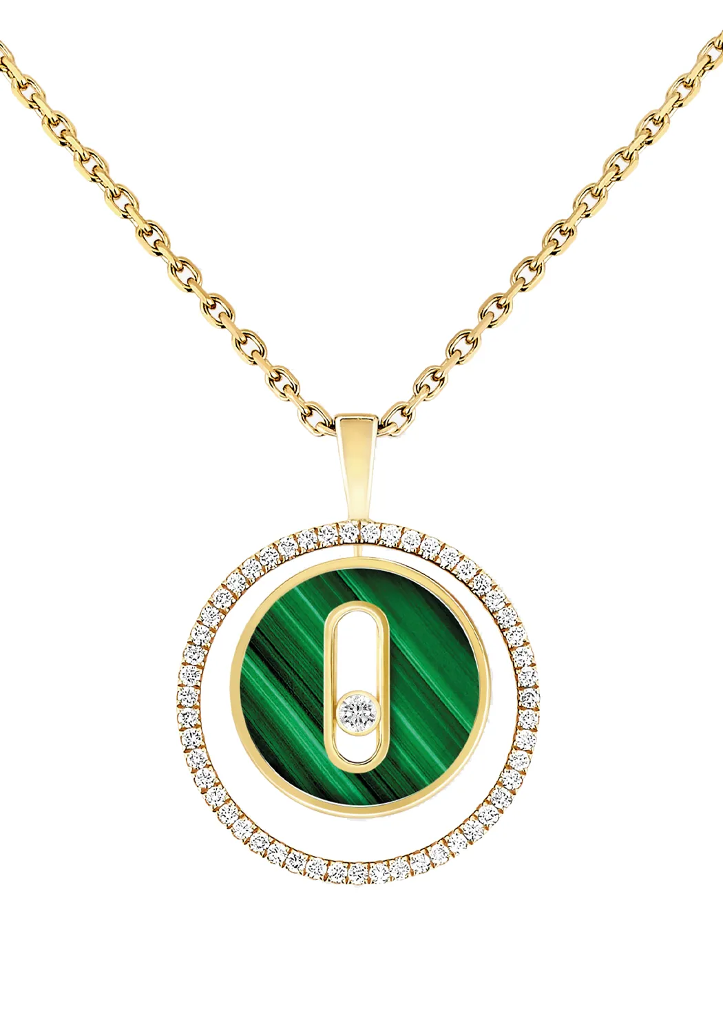 Messika Lucky Move PM 18KYG Malachite Diamond Necklace