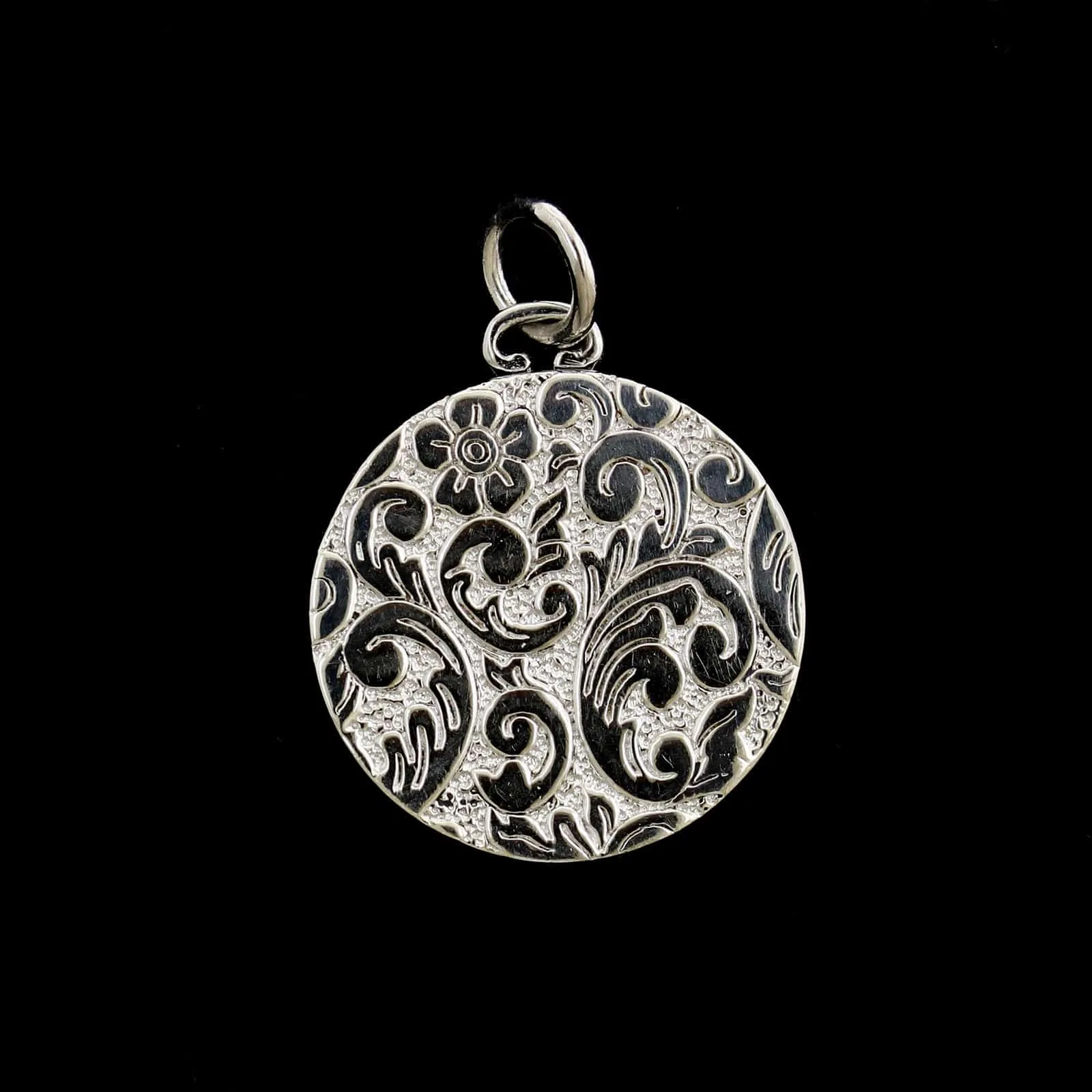 Monica Rich Kosann Sterling Silver Estate Round Floral Locket Charm