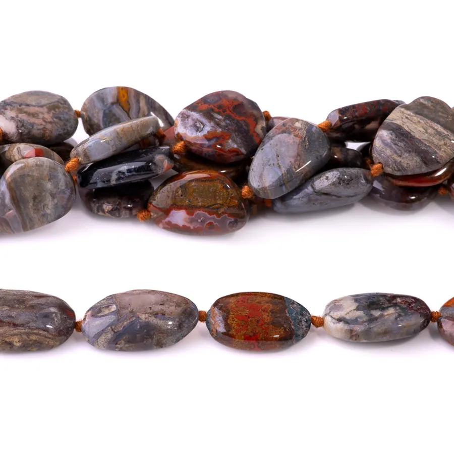 Moroccan Agate 18-25mm Dark Freeform Oval - 15-16 Inch