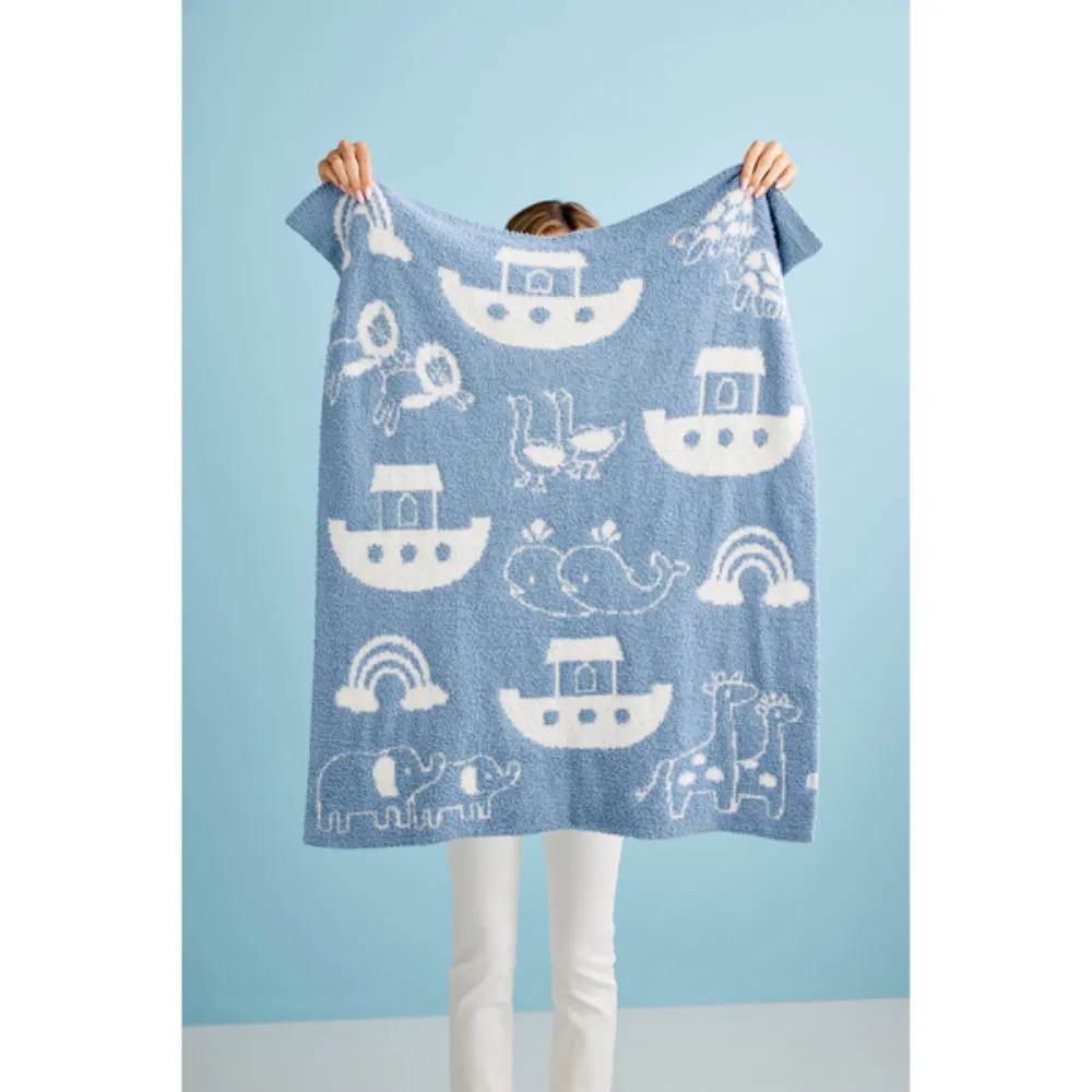 Mud Pie Noah's Ark Chenille Blanket