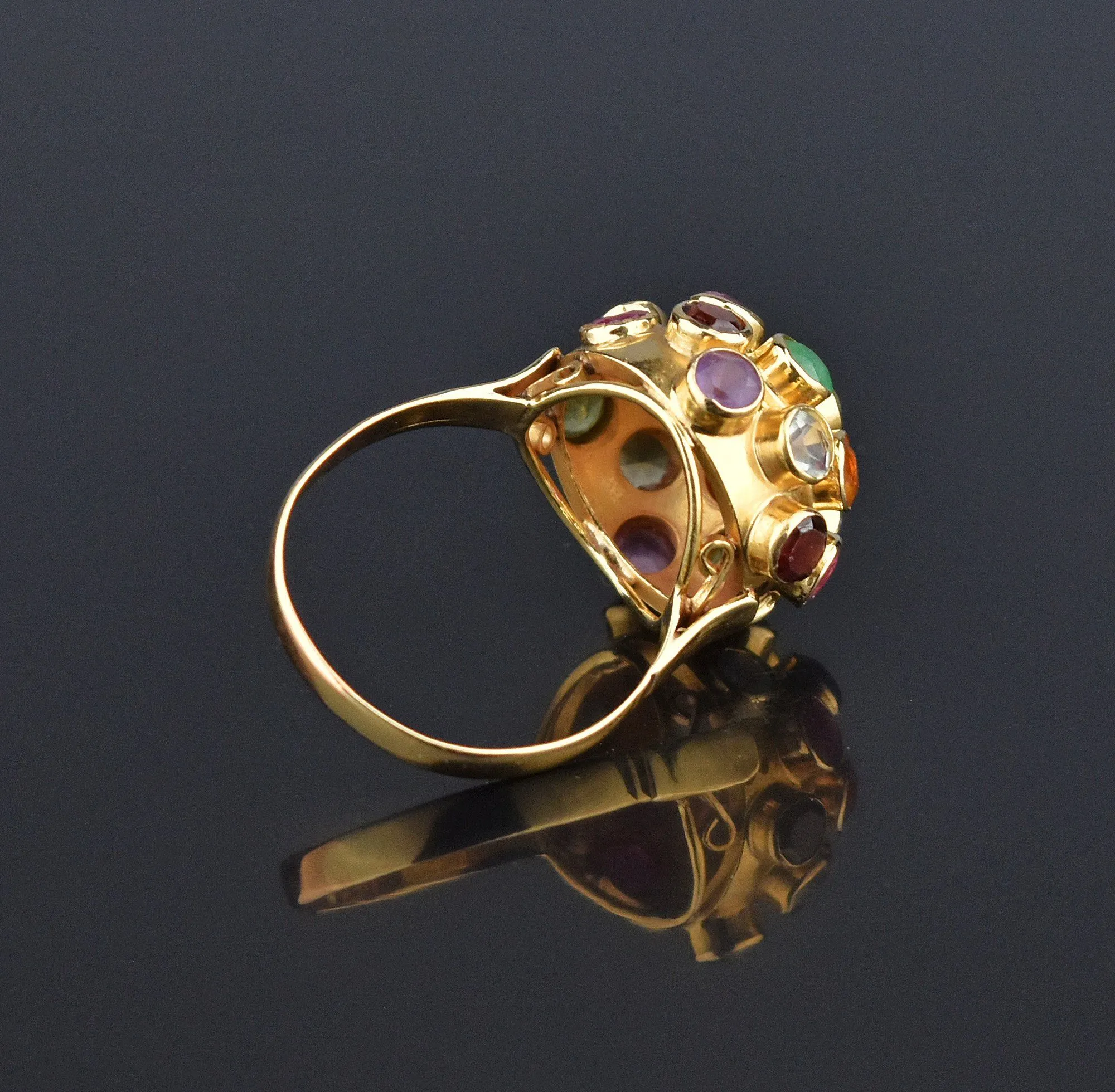 ON HOLD 18K Gold Sputnik Ring, H Stern Aquamarine Garnet Ruby Emerald