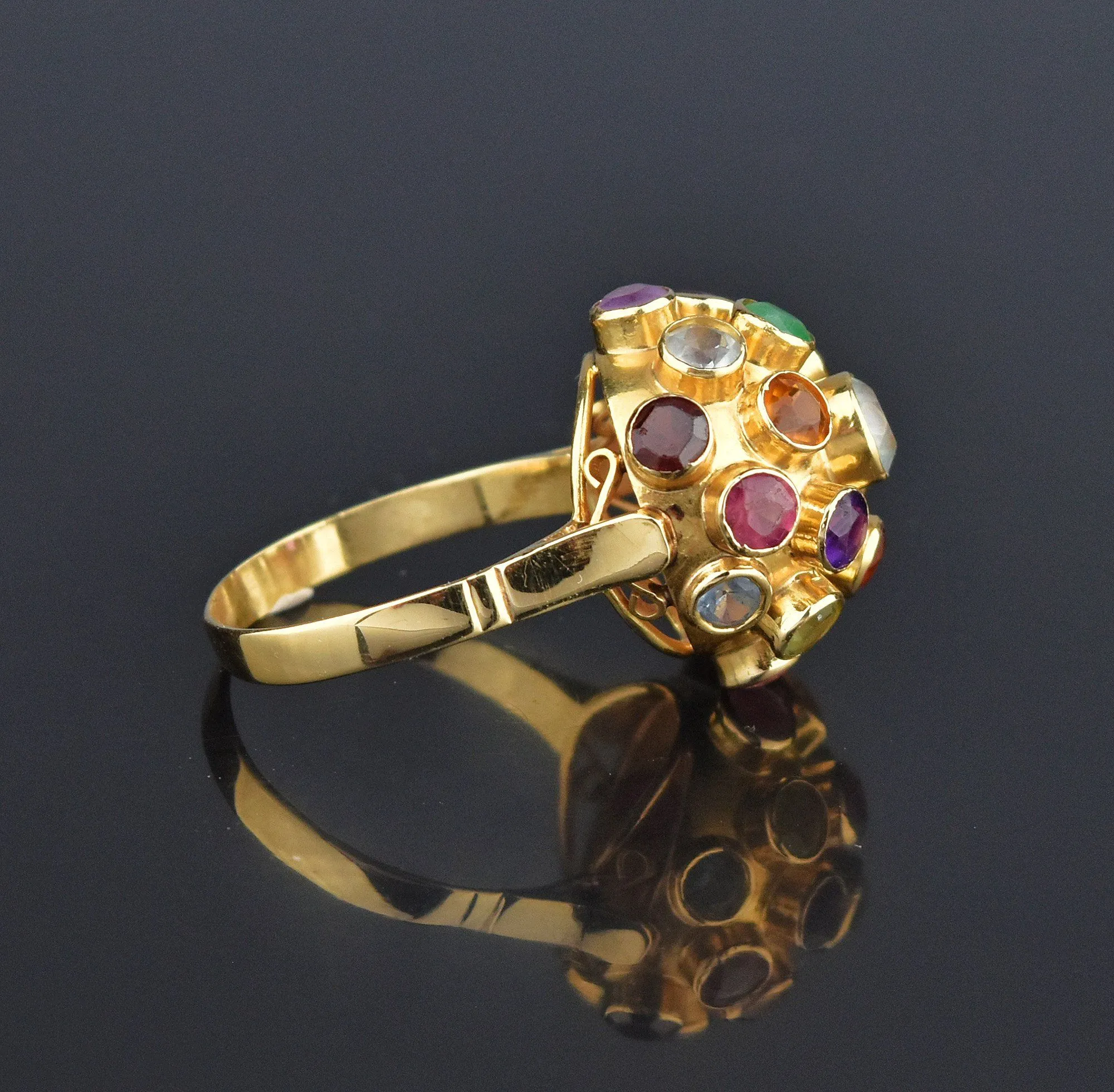 ON HOLD 18K Gold Sputnik Ring, H Stern Aquamarine Garnet Ruby Emerald