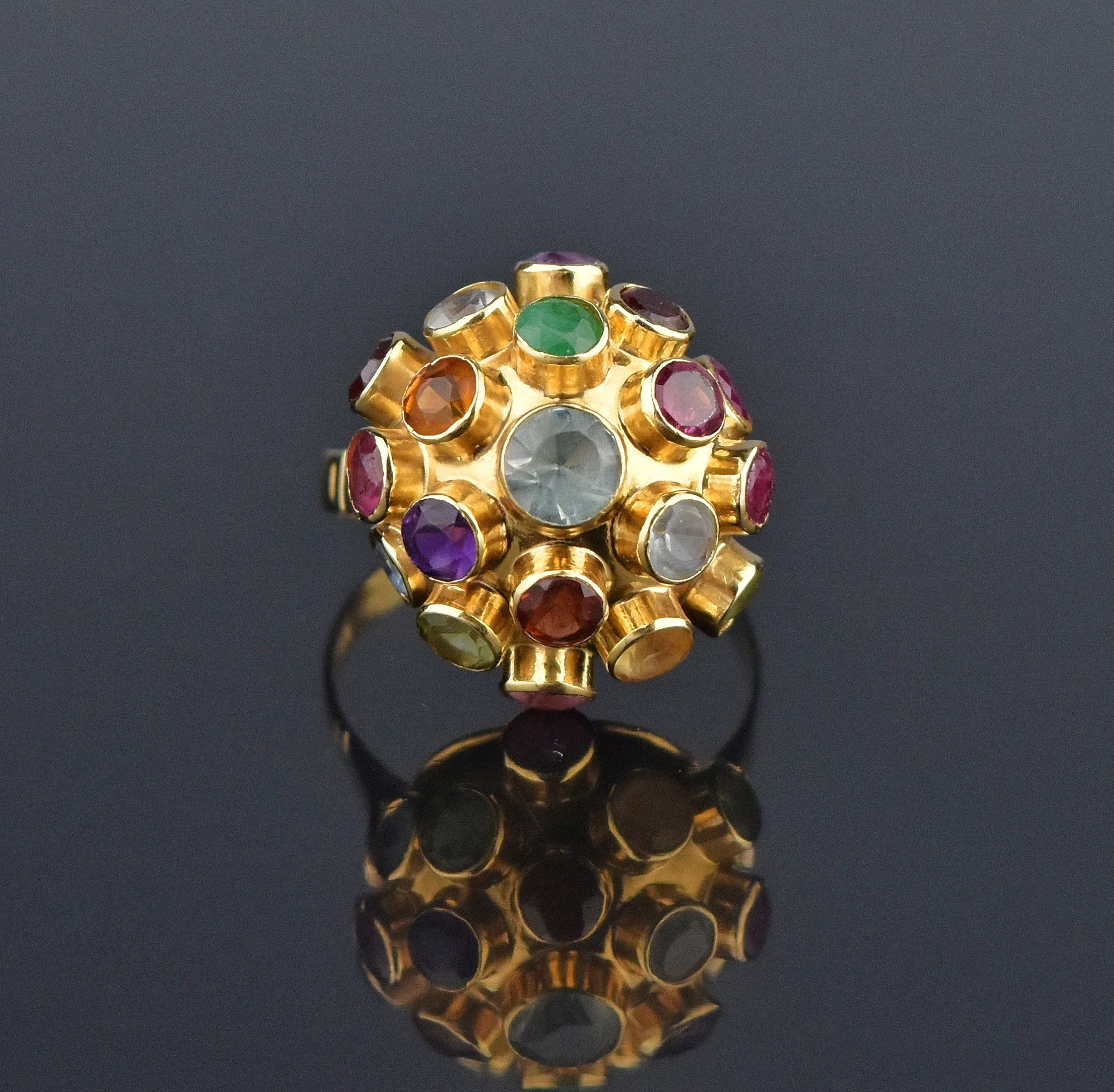 ON HOLD 18K Gold Sputnik Ring, H Stern Aquamarine Garnet Ruby Emerald