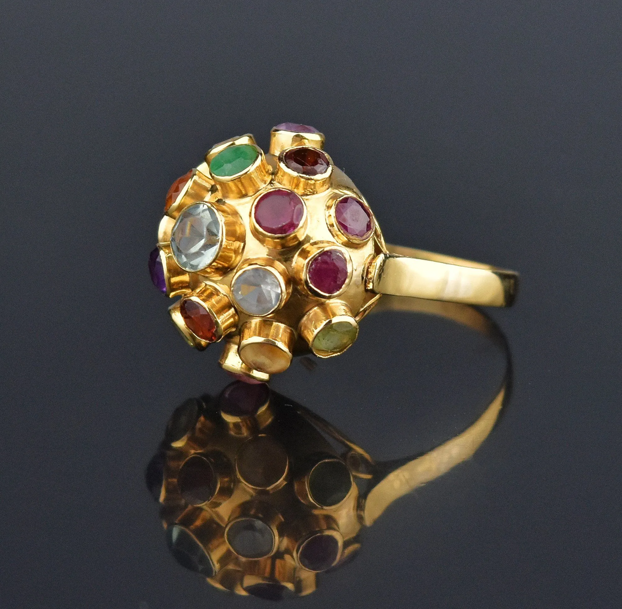 ON HOLD 18K Gold Sputnik Ring, H Stern Aquamarine Garnet Ruby Emerald