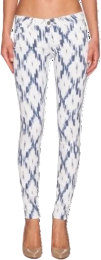 PAIGE White / Blue Ikat Print  Skinny Jeans BNWT W27