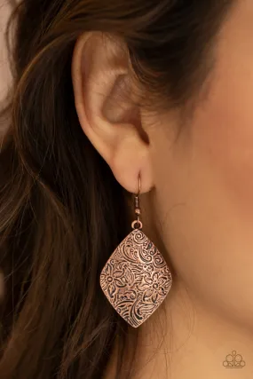 Paparazzi Earring ~ Flauntable Florals - Copper