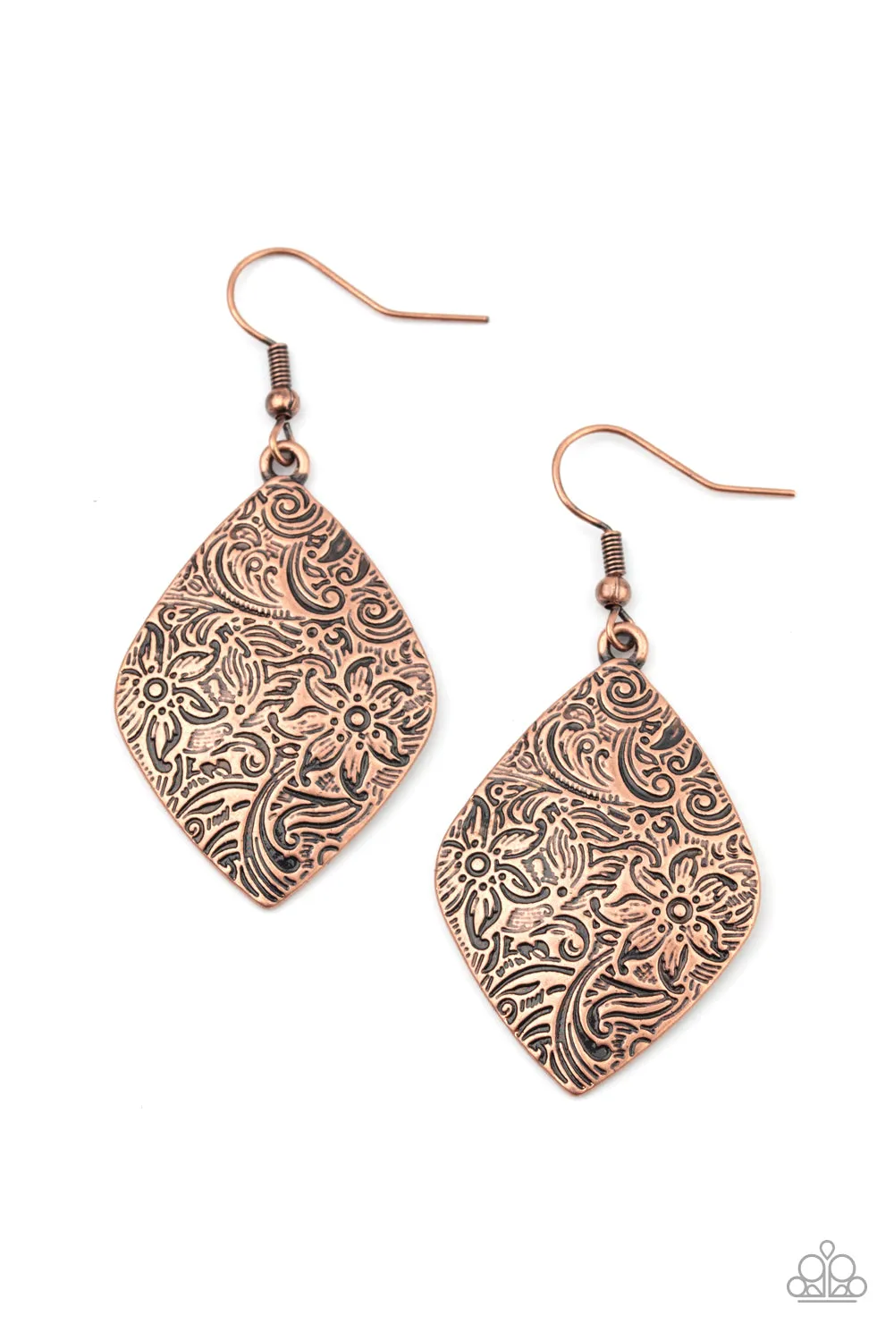 Paparazzi Earring ~ Flauntable Florals - Copper