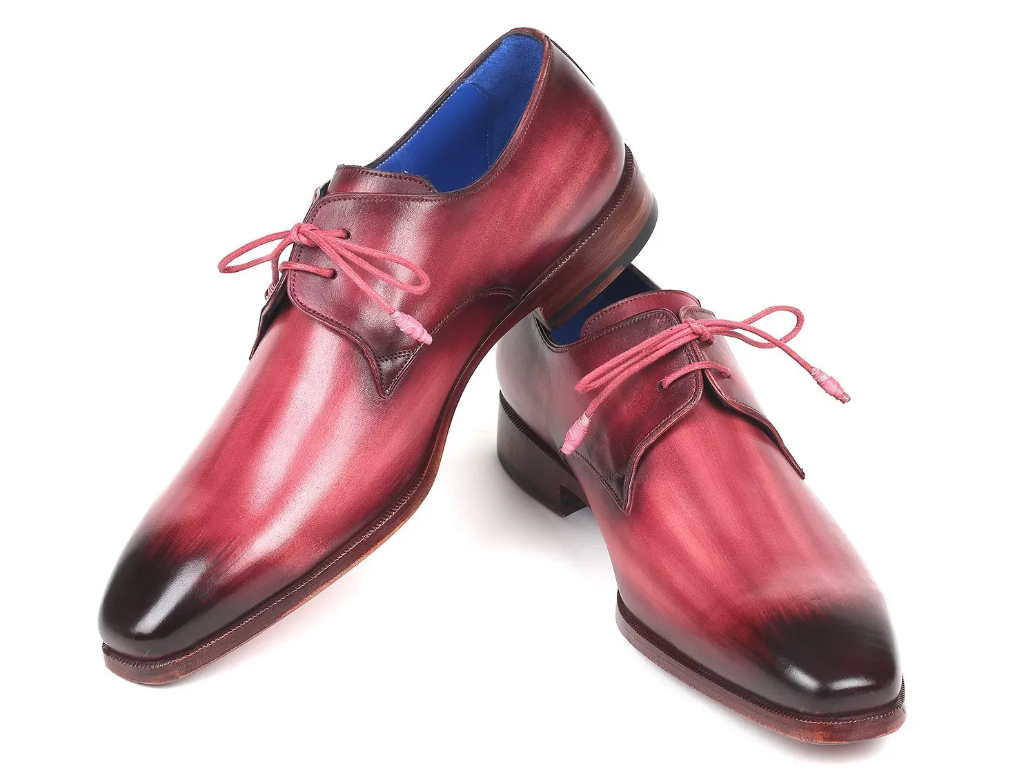 Paul Parkman Pink & Purple Hand-Painted Derby Shoes (ID#326-PNP)