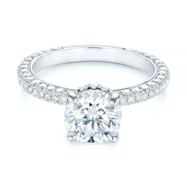 Pave Diamond Hidden Halo Engagement Ring [Setting Only] - EC059