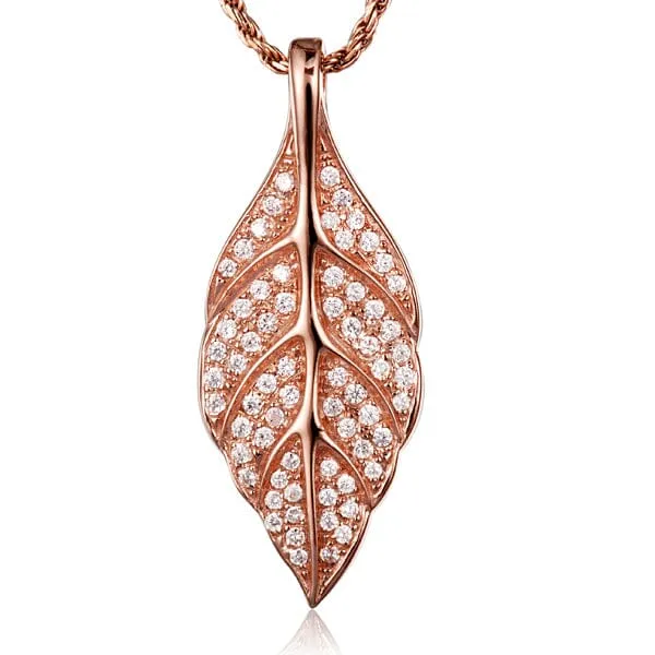 Pavé Maile Leaf Pendant