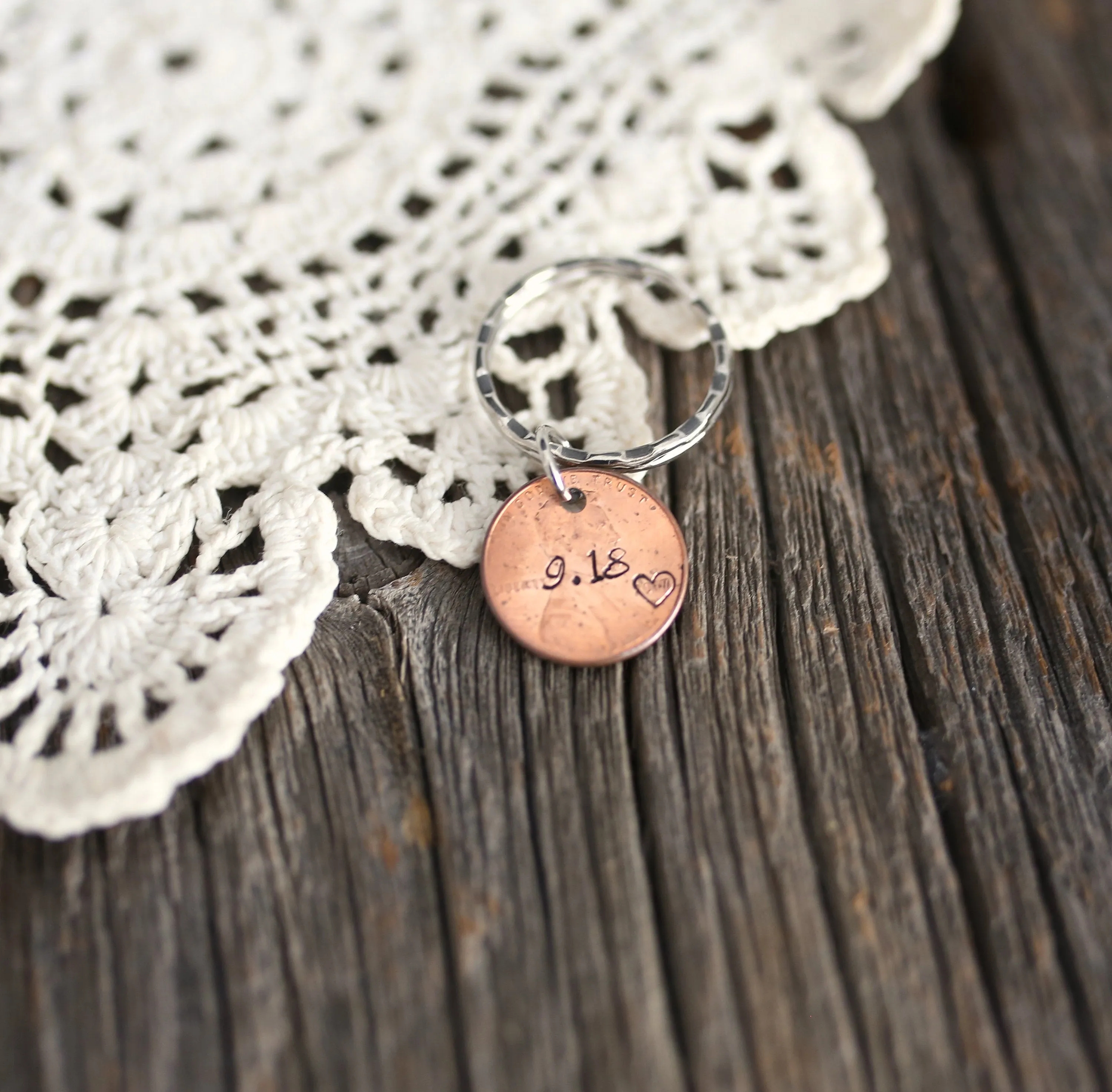 penny keychain, anniversary gift, Valentine's day gift, lucky keychain, personalized keychain, keychain, baby shower gift, date keychain