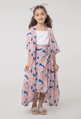 Printed Dress Set With Attachable Fringes