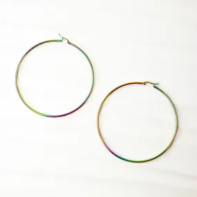 Prism Giant Rainbow Hoop Earrings