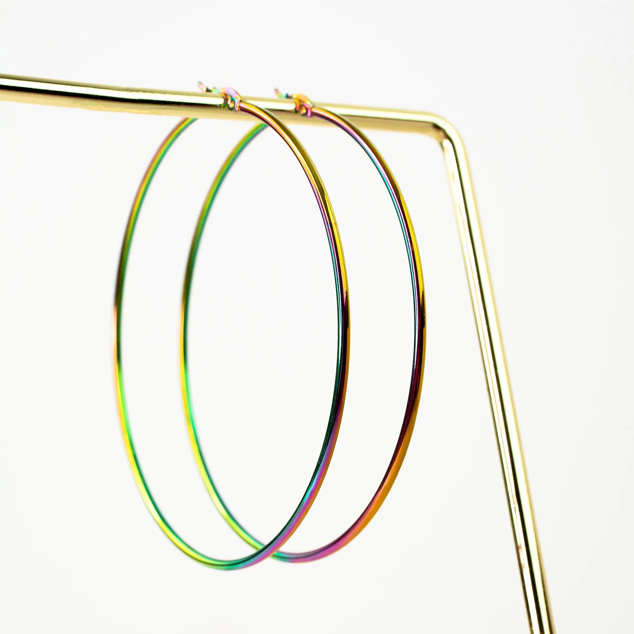 Prism Giant Rainbow Hoop Earrings