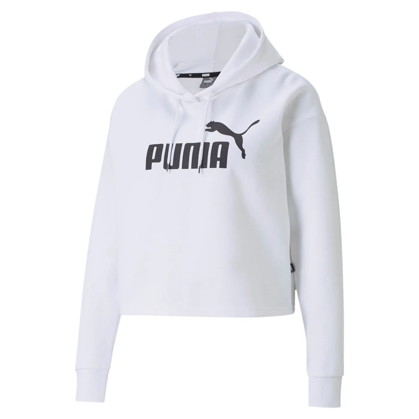 Puma cropped sweatshirt with hood and large logo for women Cropped 586869-02 white