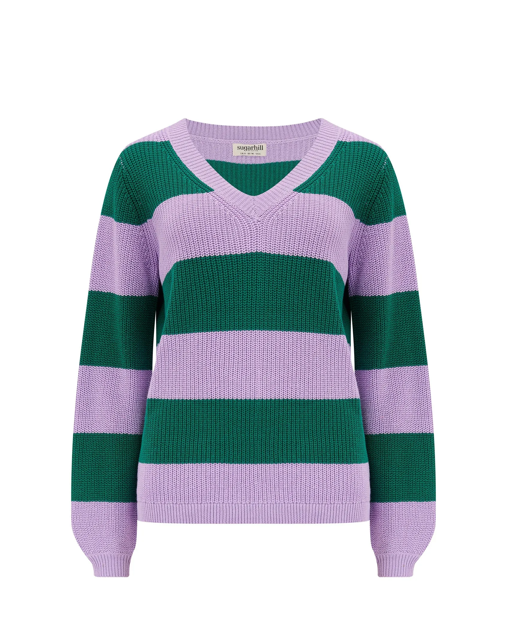 Rashina Lilac & Green Stripe V neck Knit