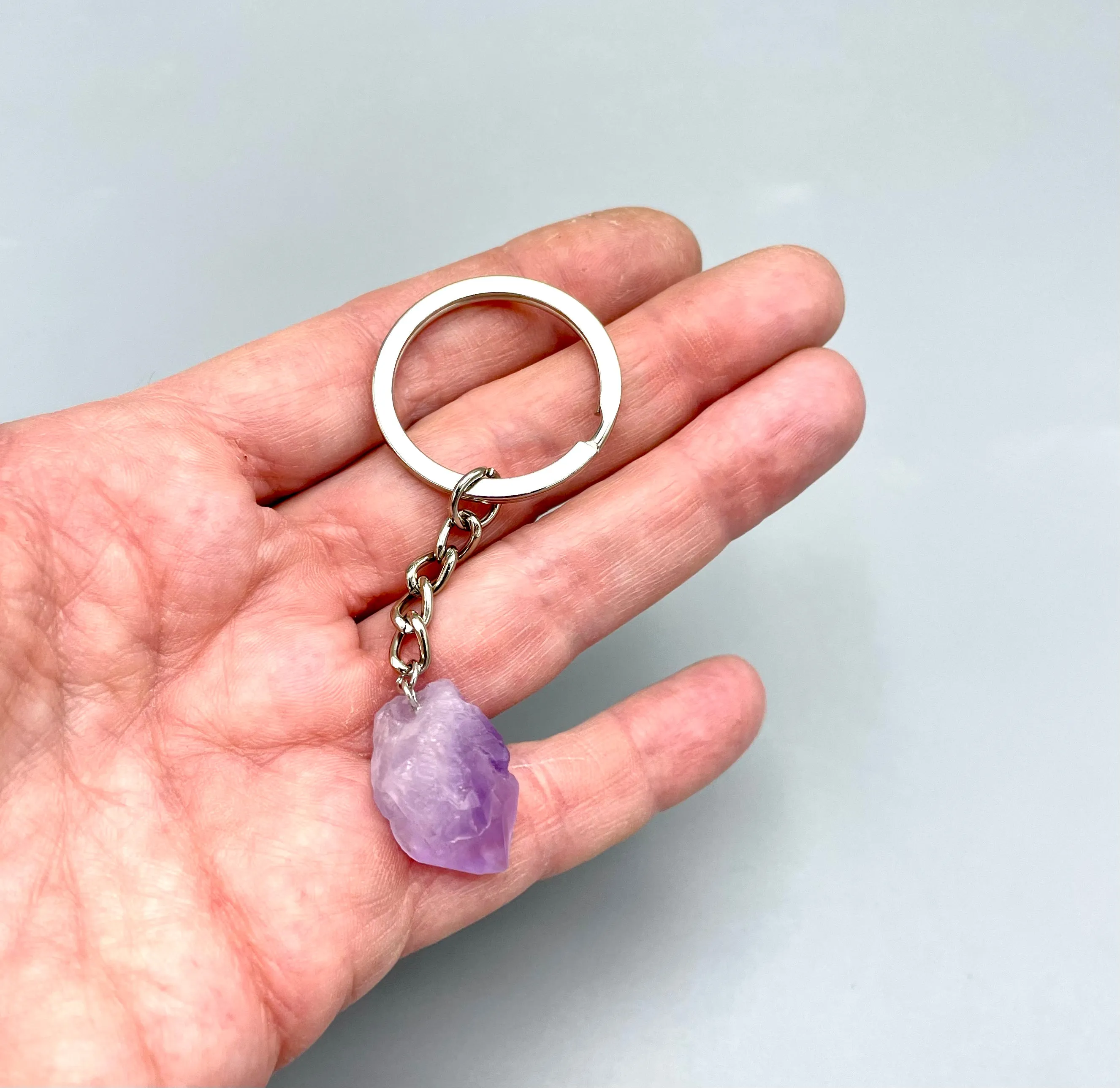 Raw Amethyst Keychain