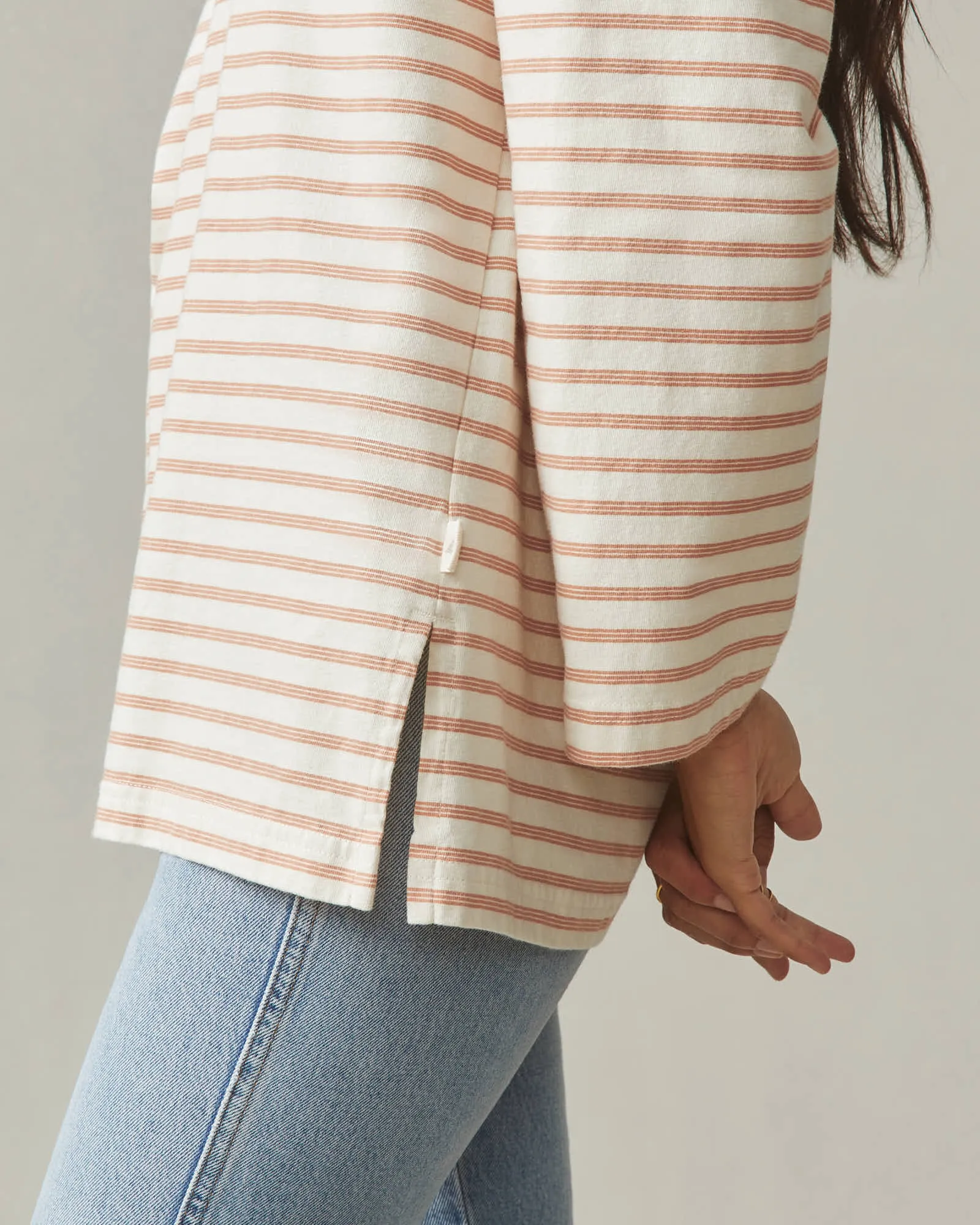 Relaxed Cotton Long Sleeve Striped - Cork Stripe