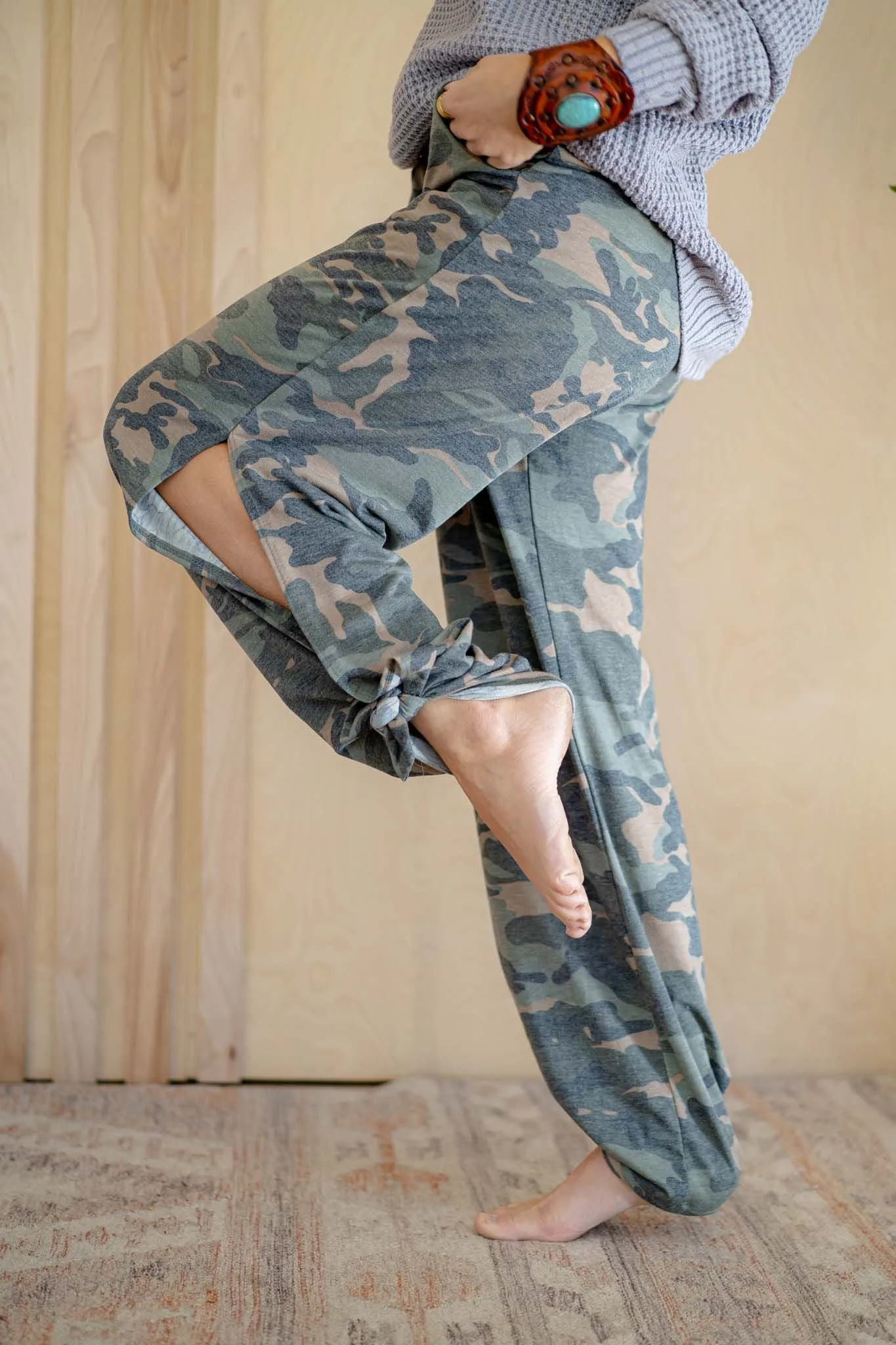 Remy Printed Side Tie Pants - Camo