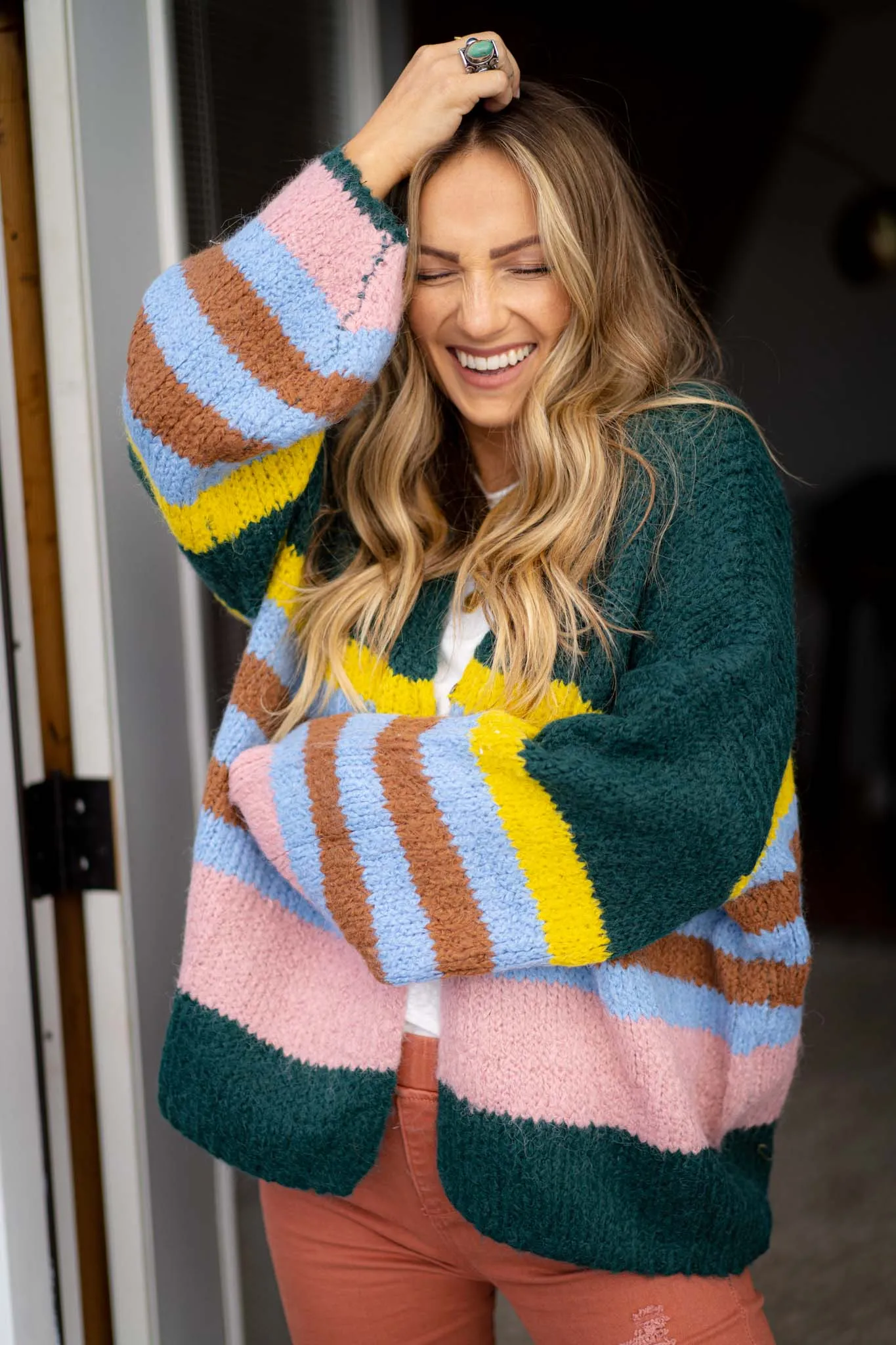 Retro Babe Striped Cardigan - Multi