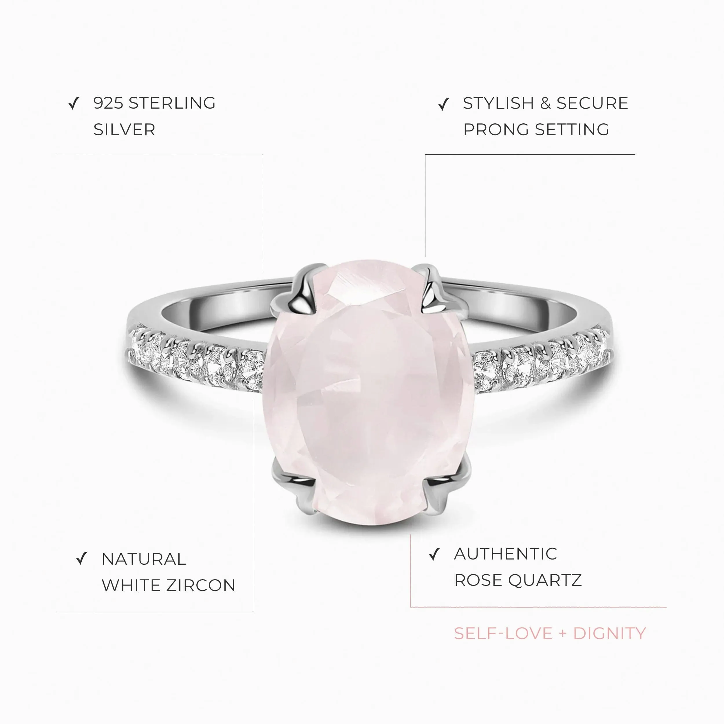 Rose Quartz Ring - Harlow