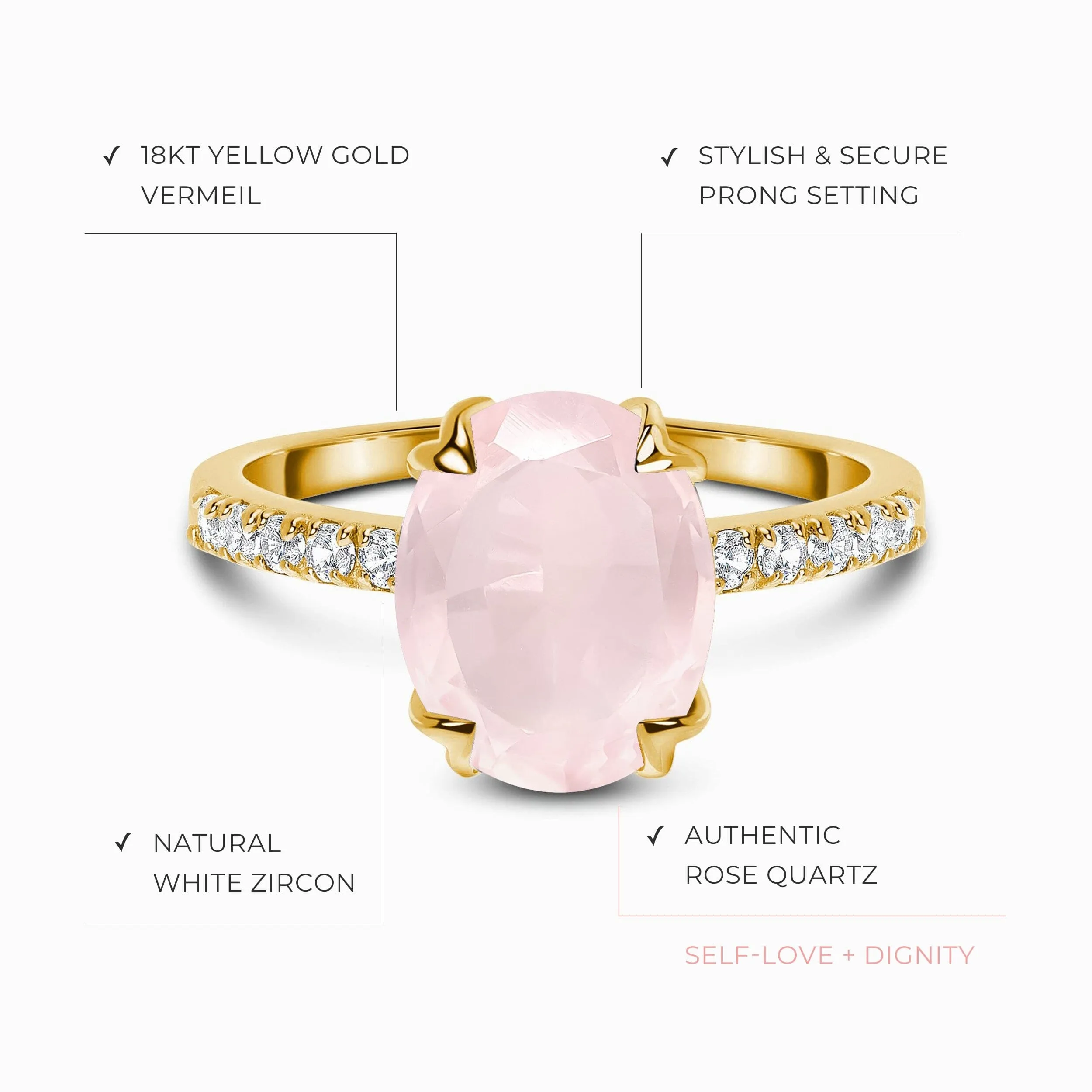 Rose Quartz Ring - Harlow