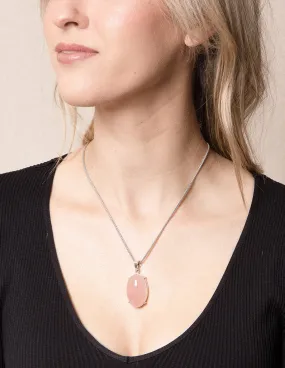 Rose Quartz Silver Pendant Necklace