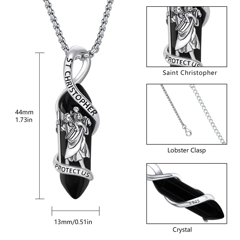 Saint Michael Necklace 925 Sterling Silver Pendant Crystal Catholic Religion Protection Jewelry Gifts for Women Men