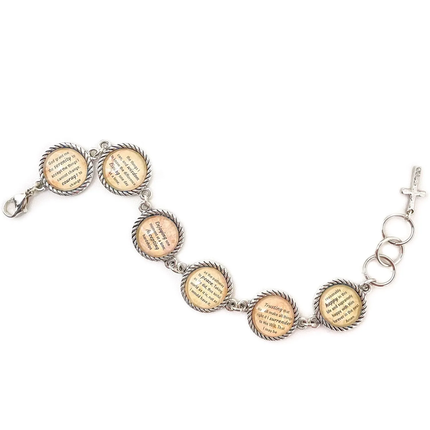 Serenity Prayer Christian Bracelet – Round Antique Silver Twist Edge Design