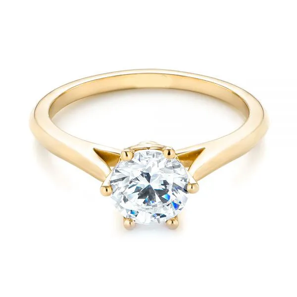 Six Prong Center Crown Solitaire Diamond Engagement Ring [Setting Only] - EC039