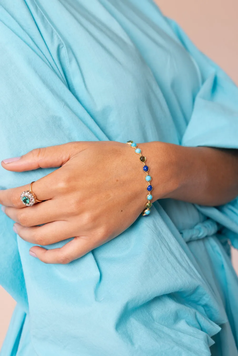 Small Classic Tourmaline Link Mixed Bracelet