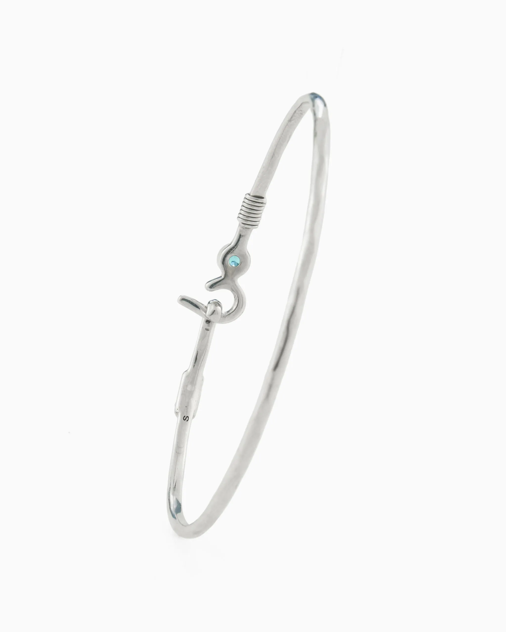 St. John Hook Bracelet with Stone, 2mm - Blue Zircon