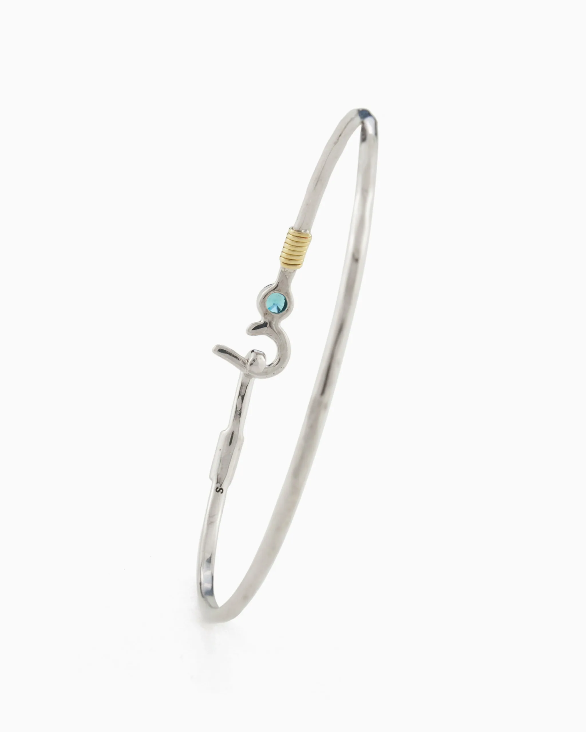 St. John Hook Bracelet with Stone, 2mm - Blue Zircon