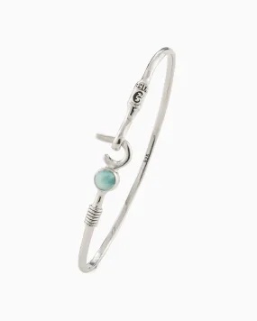 St. John Hook Bracelet with Stone, 2mm - Larimar