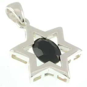 Star Of David Pendant In Black Gemstone   925 Sterling Silver Necklace #2