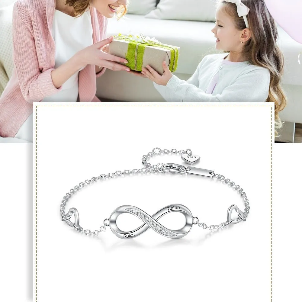 Sterling Silver Infinity Bracelet Promise Bracelet