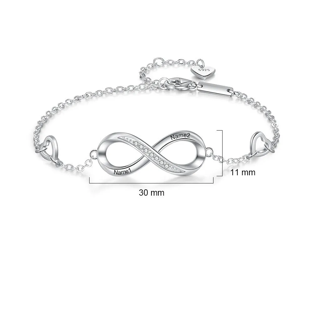 Sterling Silver Infinity Bracelet Promise Bracelet