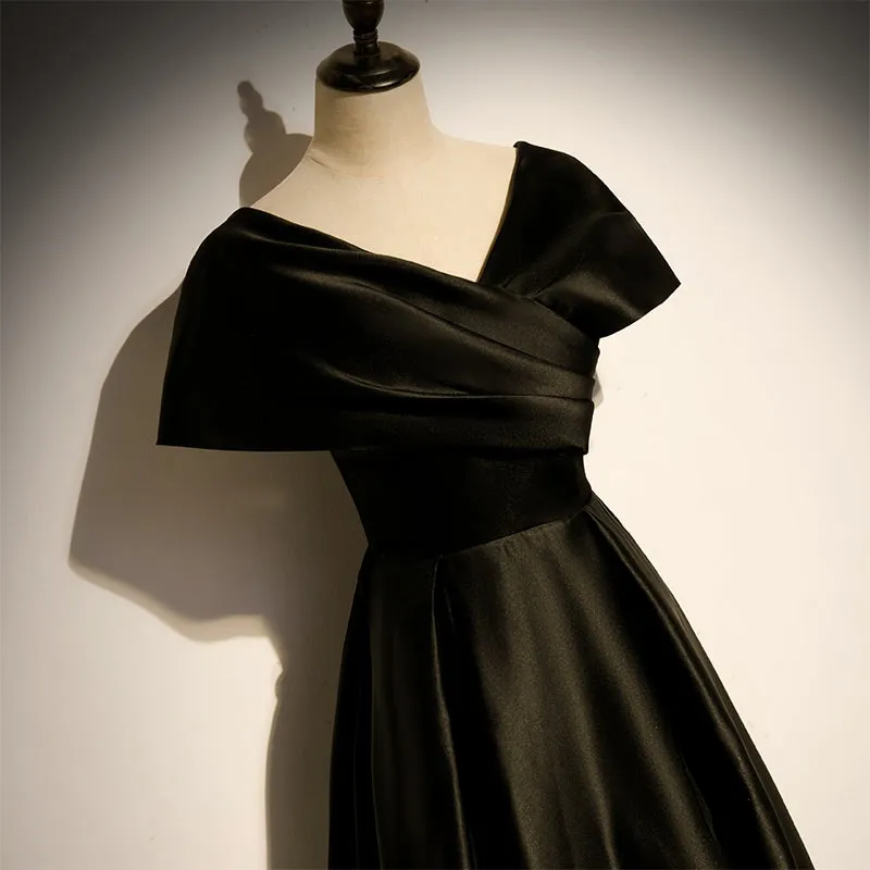 The Juliana Black Boat Neck Off Shoulder Gown (Customisable)