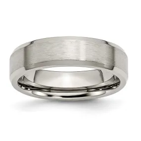 Titanium Brushed and Polished 6mm Beveled Edge Band