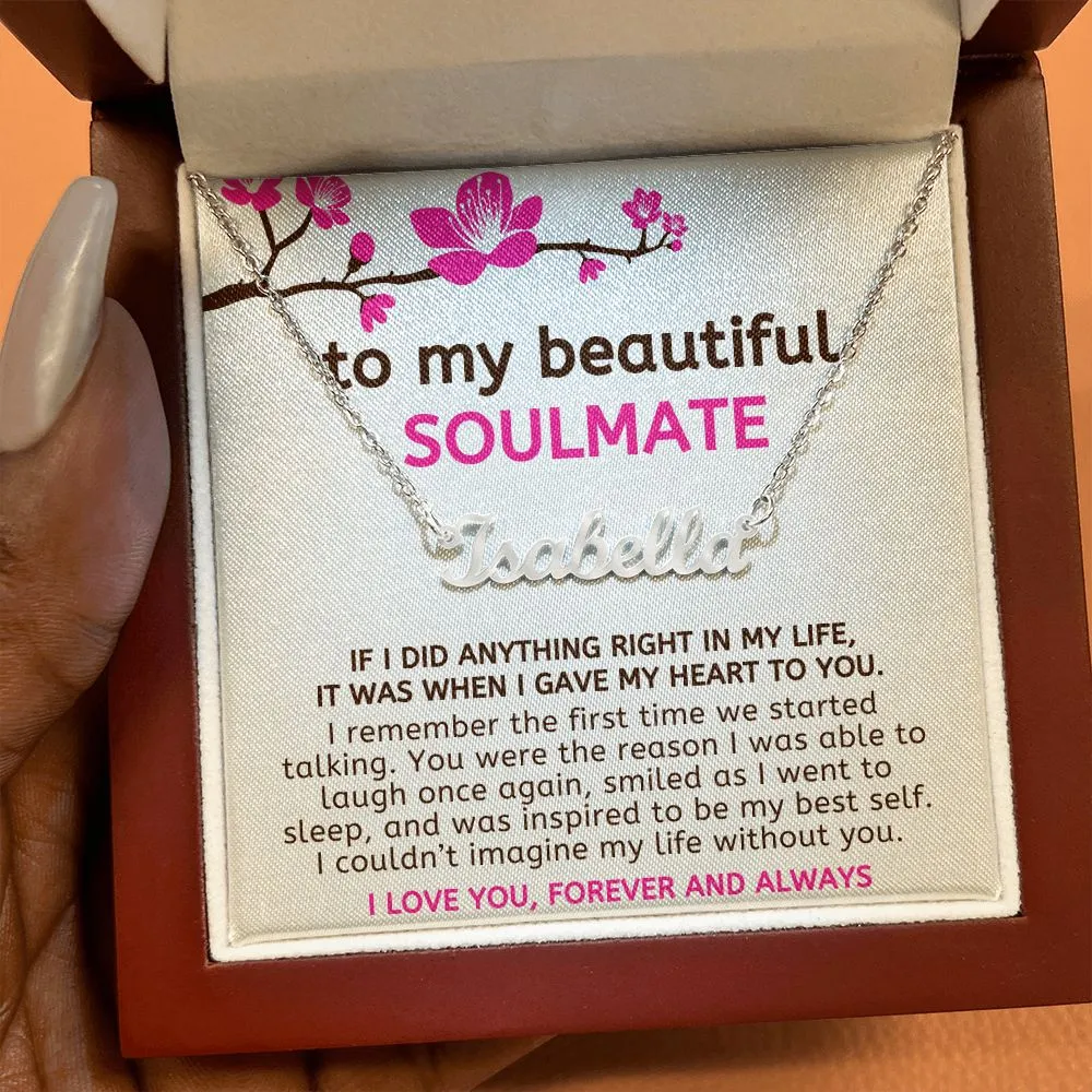 To My Beautiful Soulmate Gift Custom Name Necklace