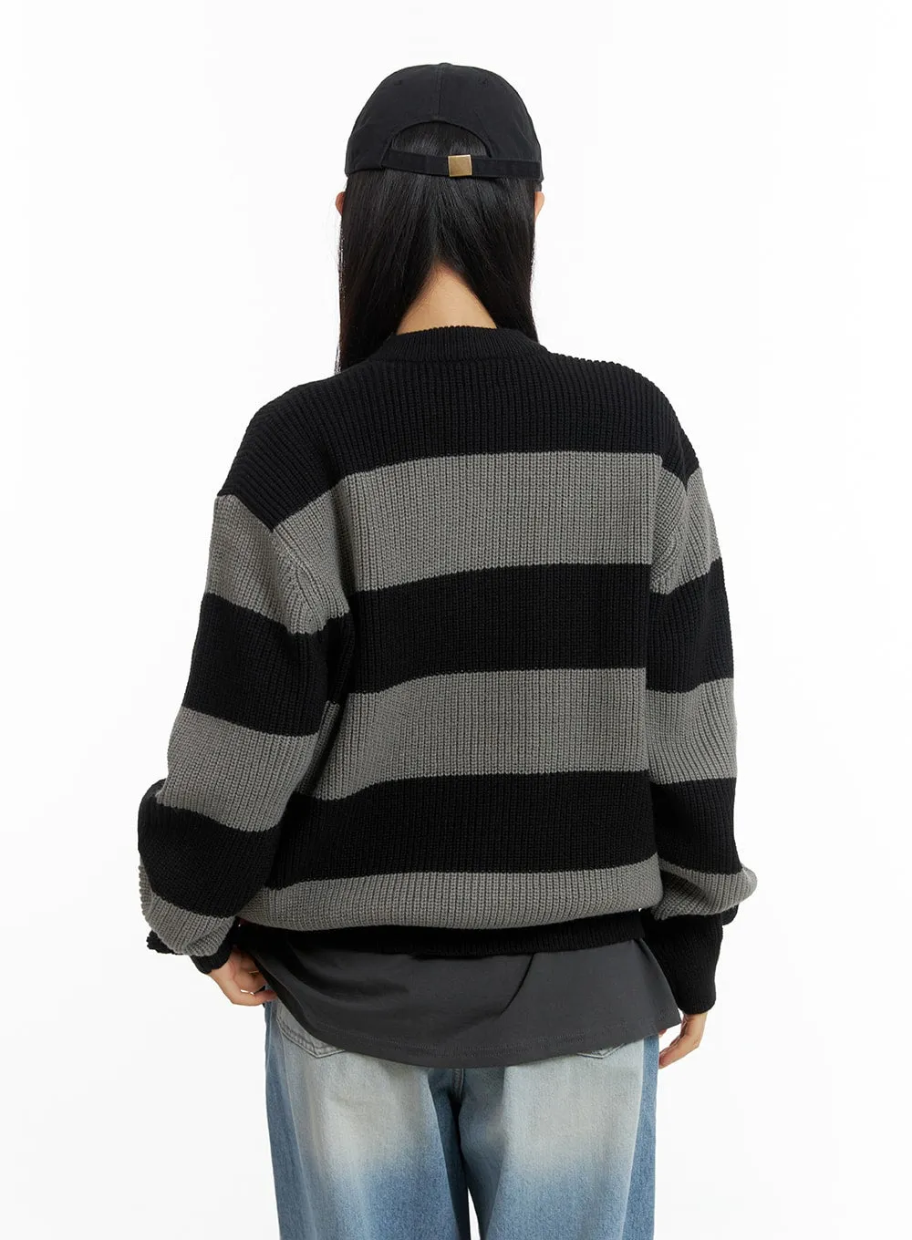 Unisex Striped Two-Way Zipper Cardigan CM418