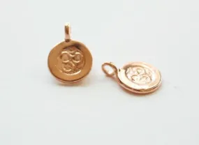 Vermeil Wholesale Rose Gold Spiritual Yoga Ohm Om Symbol Charm -18kt gold plated Om tag pendants, Pink Rose Gold Yoga Charm, Beads, 35