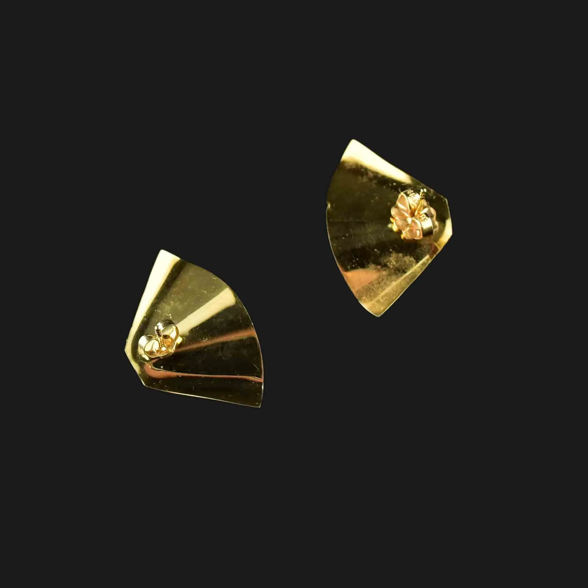 Vintage 10K Gold Fan Amethyst Stud Earrings