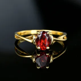 Vintage 10K Gold Garnet Solitaire Ring