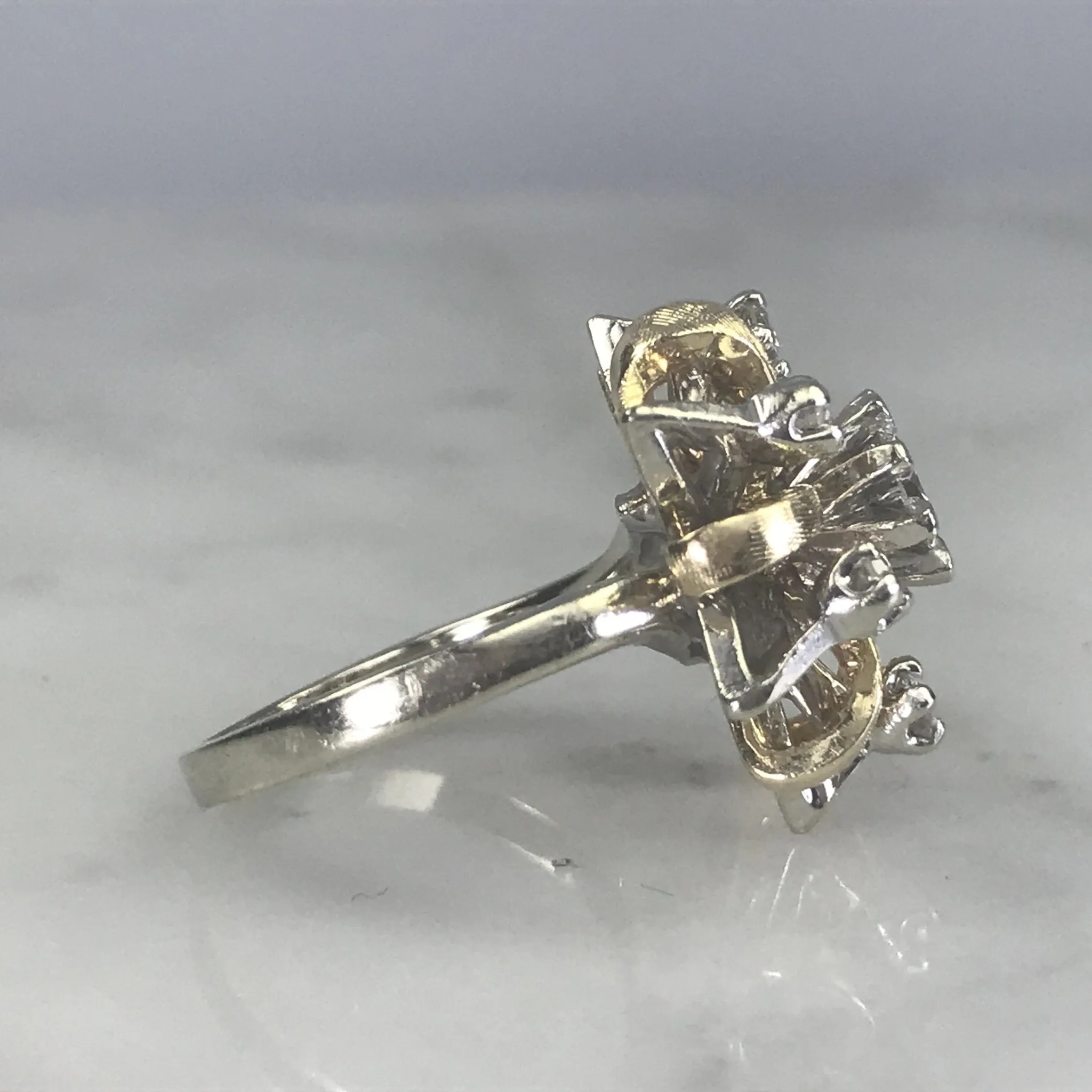 Vintage Diamond Cluster Ring in 14K Gold Starburst Setting. April Birthstone. APPRAISED