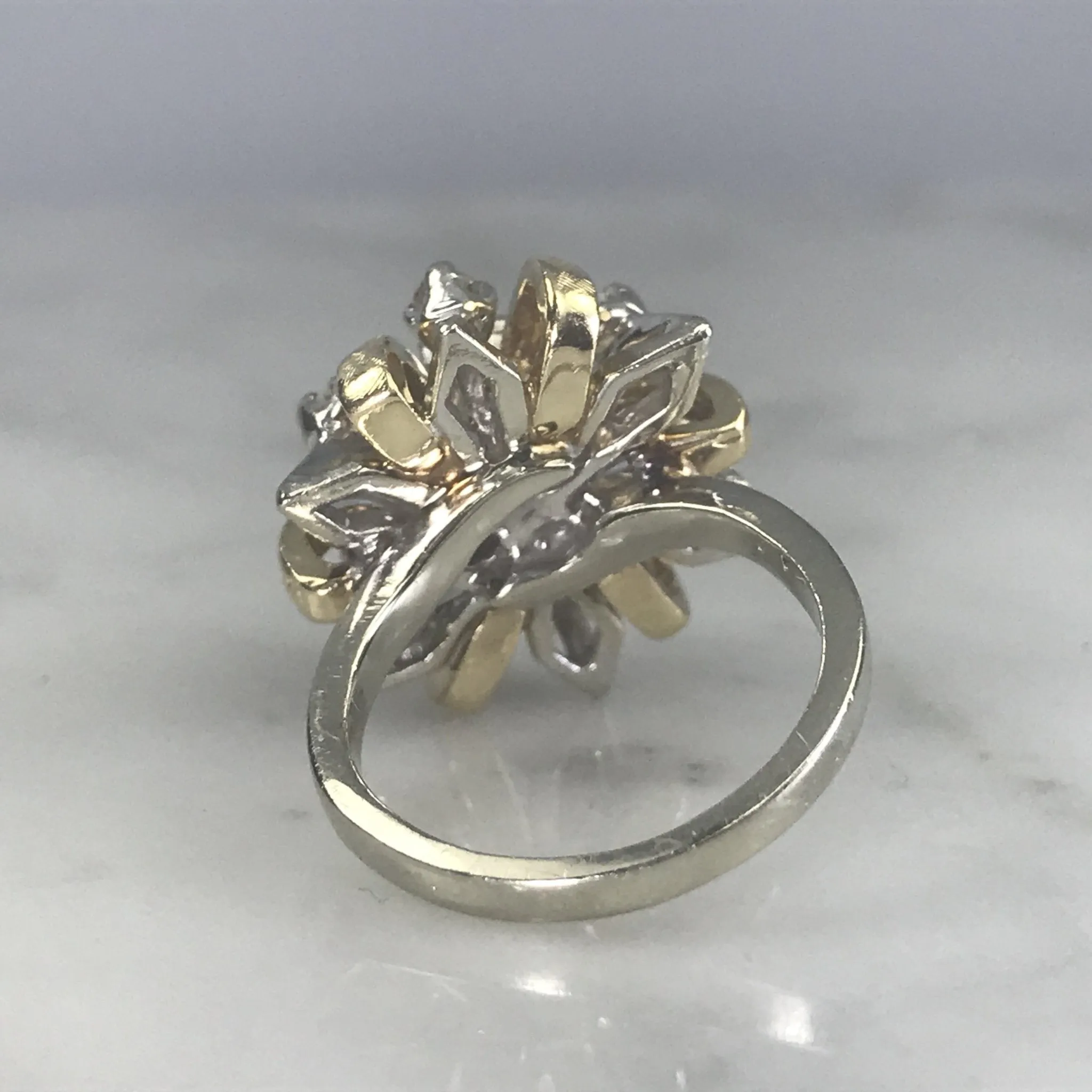 Vintage Diamond Cluster Ring in 14K Gold Starburst Setting. April Birthstone. APPRAISED