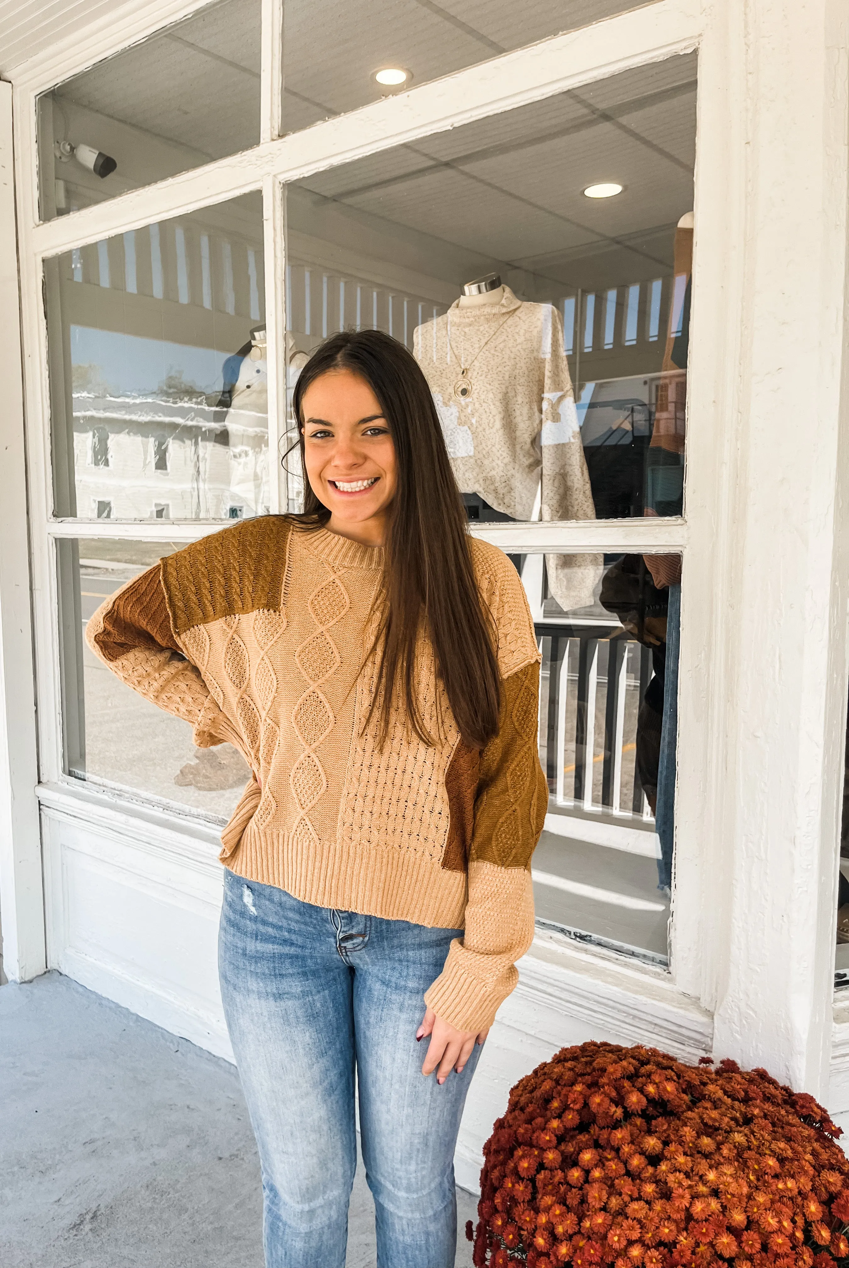 Wavy Textured Knit Sweater