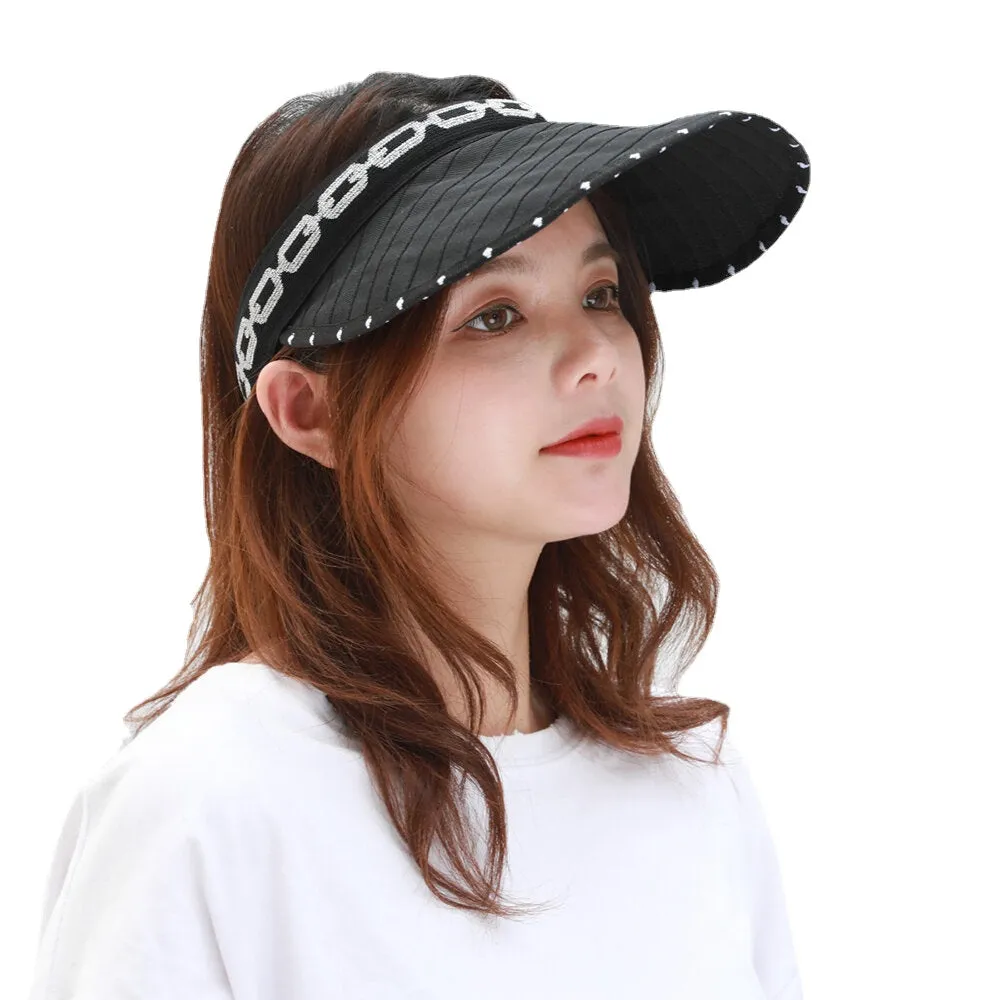 Women Collapsible Summer Shading Empty Top Hat Foldable Dual-use Cap