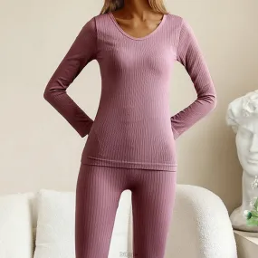 Women Thermal Underwear Winter Long Sleeve Bottoming Top Seamless Thick Double Layer Warm Lingerie Woman 2 Pcs Set Sleepwear S4287772